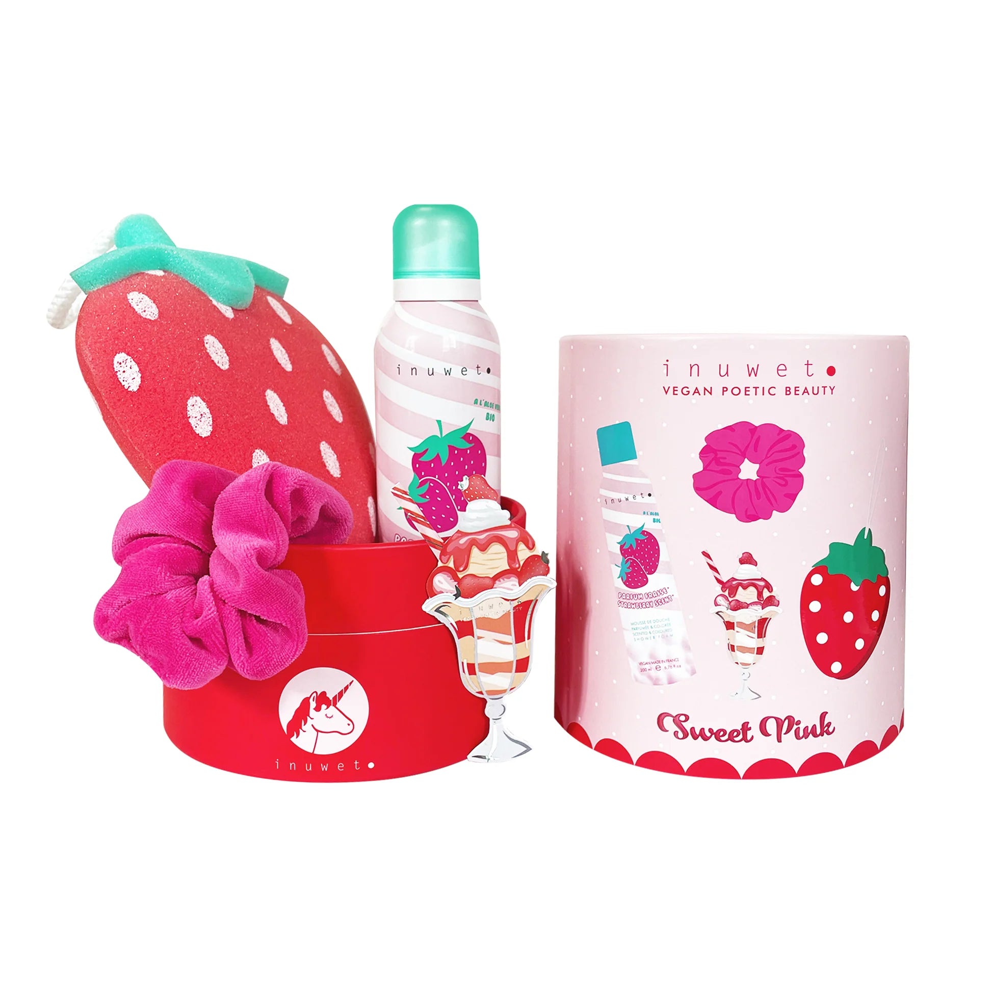 Bath Set Strawberry Sweet Pink