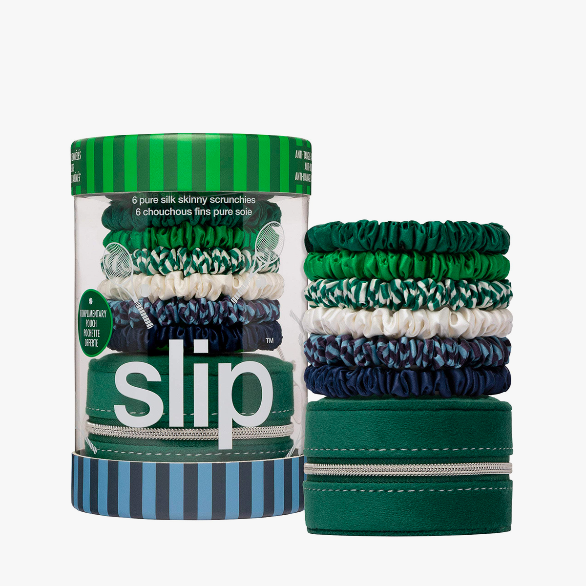 Silk Skinny Scrunchies & Pouch 6x