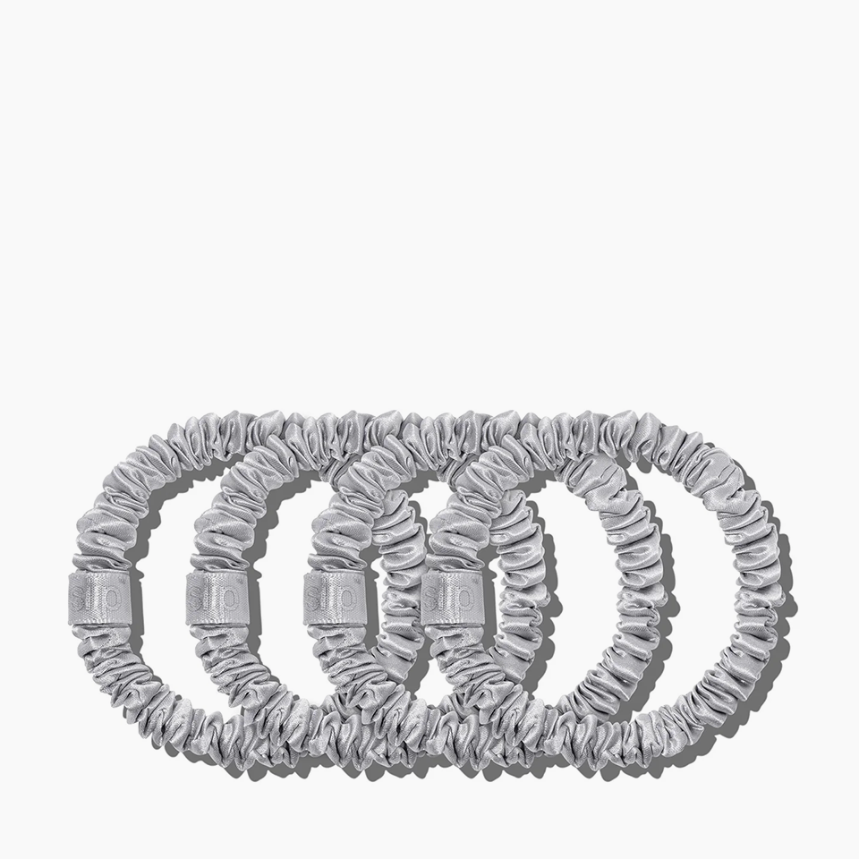 Skinny Scrunchies Silver 4x